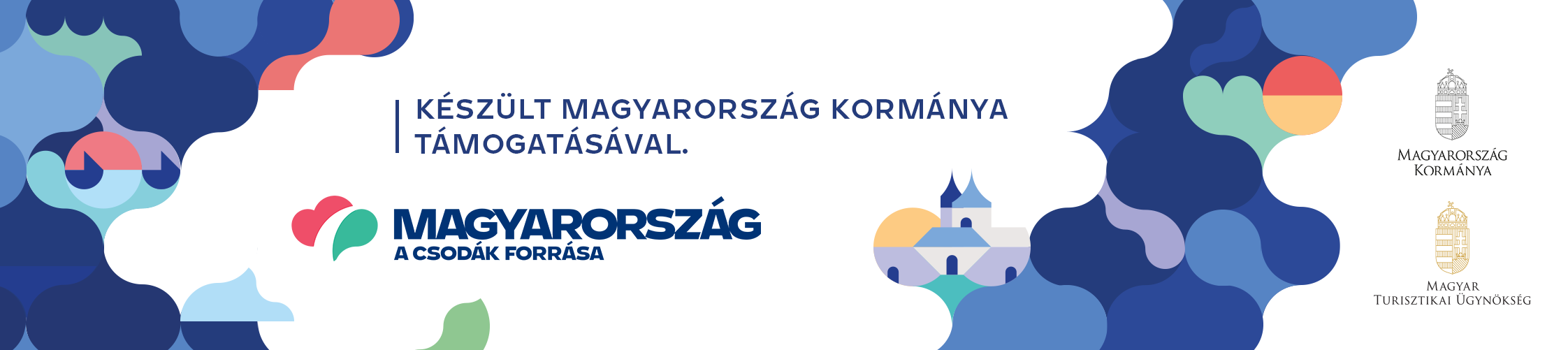 Készült Magyarország Kormánya támogatásával – Magyarország Kormánya, Magyarország a csodák forrása és a Magyar Turisztikai Ügynökség logója